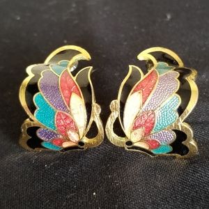 Gorgeous Cloissoné Rainbow Butterfly Earrings!!!